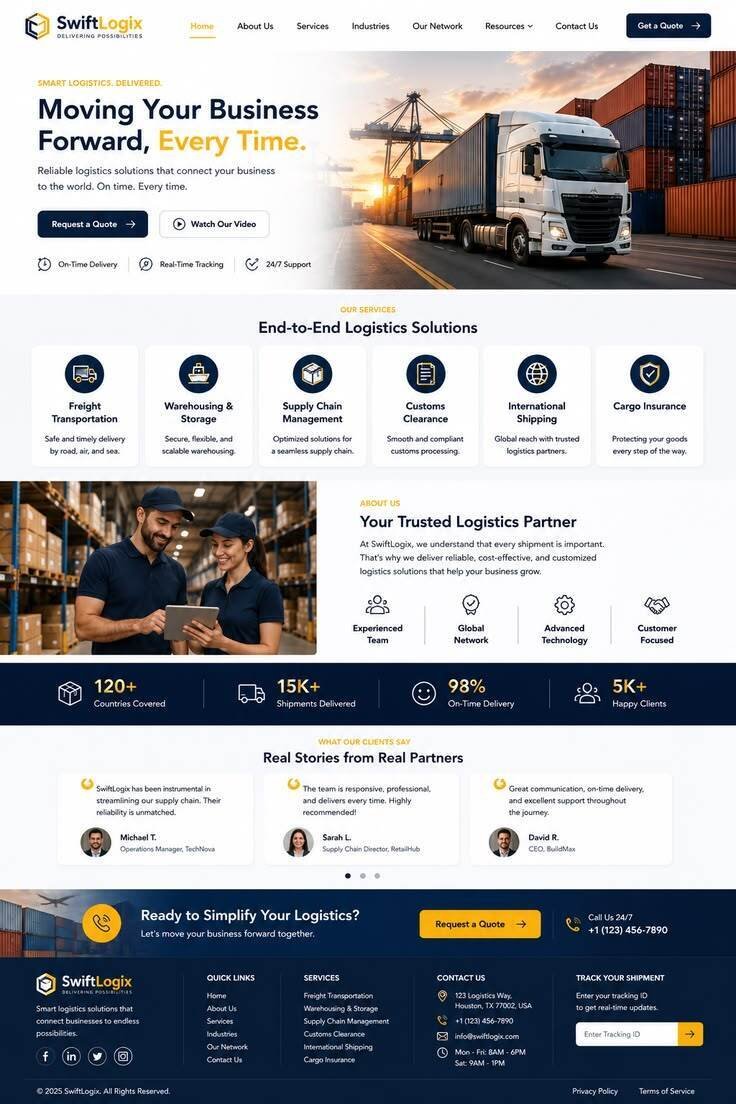SwiftLogix Logistics website built by Primus